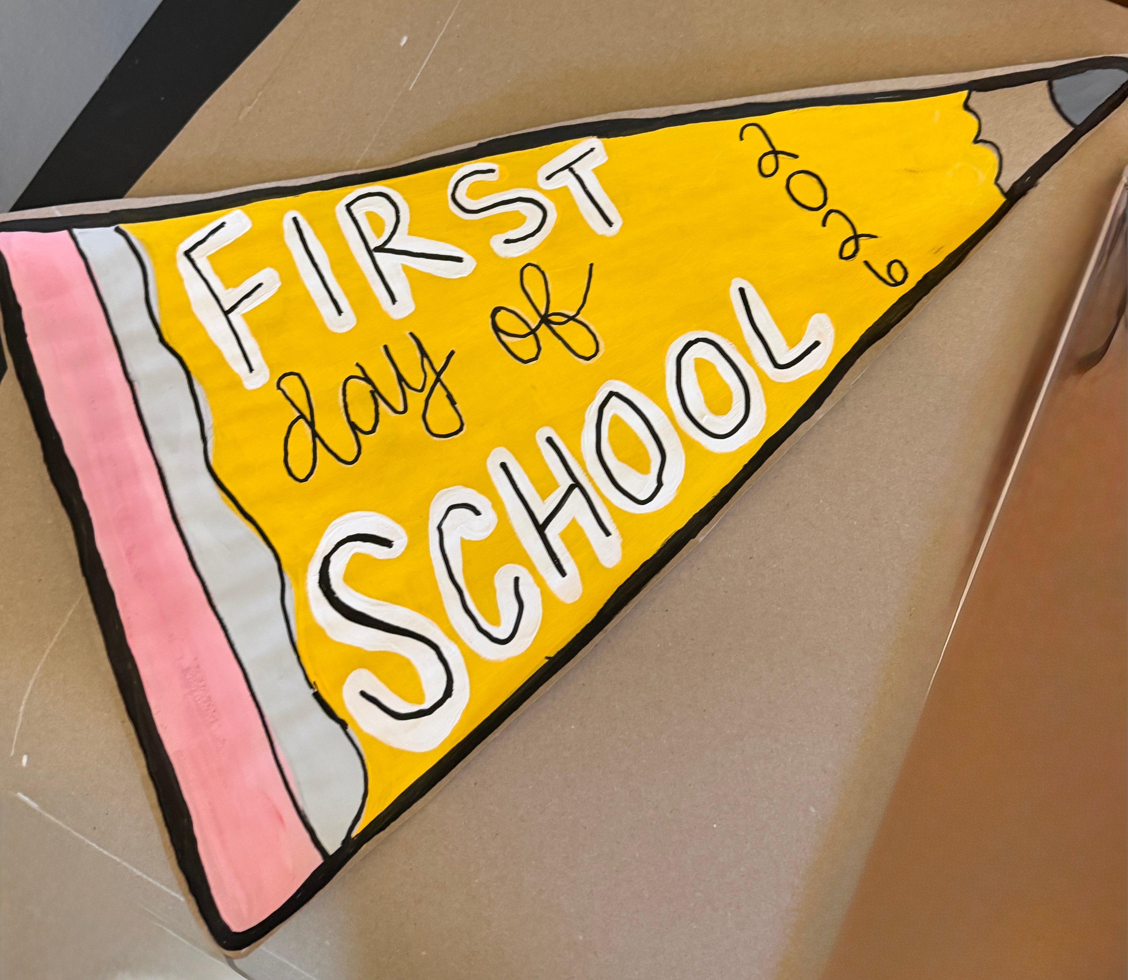 First Day of School Pennant | Back to School Photo Prop & Keepsake | Hand-Painted