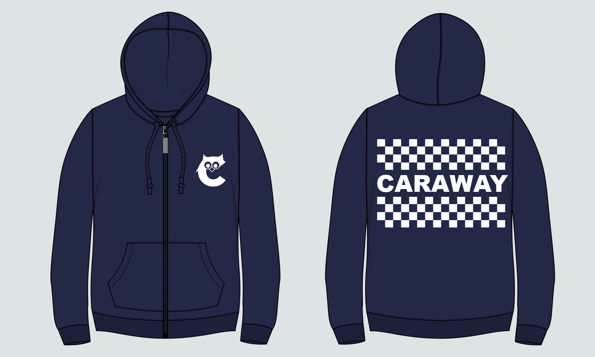 Checkered Zipper Hoodie - Adult